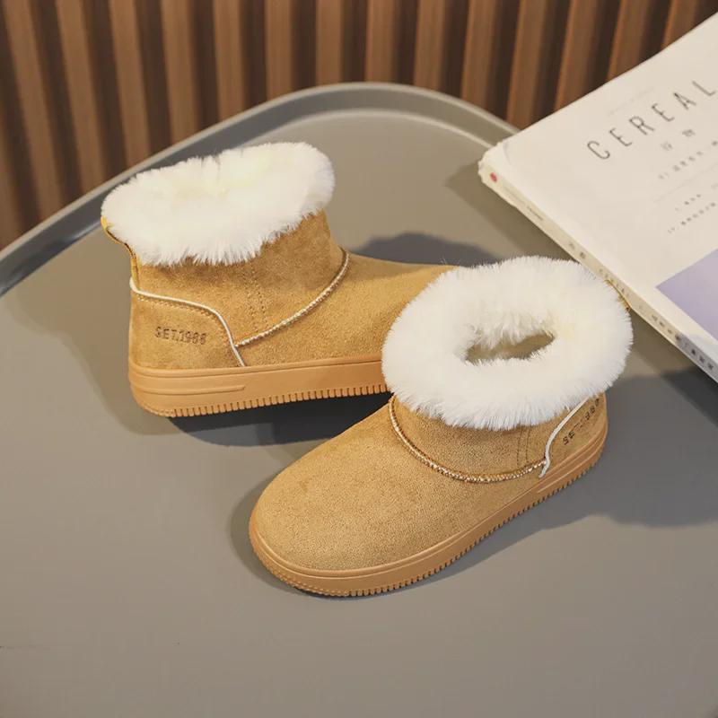 Dětské unisexové vysoké sněhule, zesílený samet, stylové a teplé pro všestranné nošení