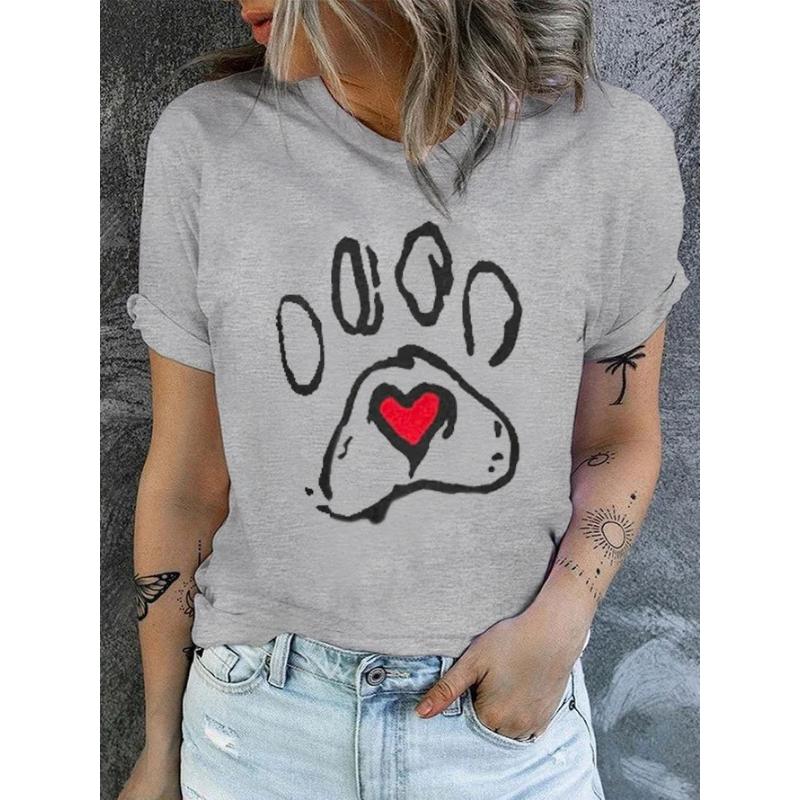 Fashion Women's Crew Neck Short Sleeve 3D Casual Color Printing Casual Short Sleeve Crew Neck T-Shirt