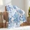 Cozy Modern Blue Snowflake Pattern Flannel Blanket - Soft for Sofa, Bed, Travel, Camping, Living Room - Halloween Christmas