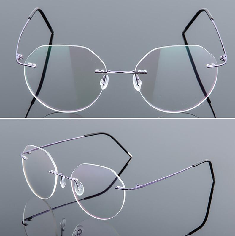 

Foldable Leg Polygon Nearsighted Glasses Metal Rimless 1.61 index Anti-blue Light Prescription Spectacles 0 -0.5 -0.75 To -6 0