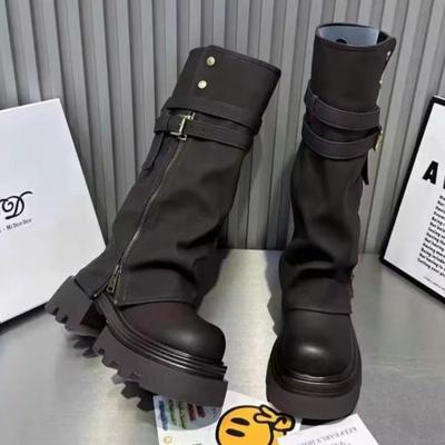 Platform Women Knee High Boots Brand High Heels Shoes Woman Winter 2025 Trend Goth Chelsea Casual Shoes Fad Chunky Botas Mujer