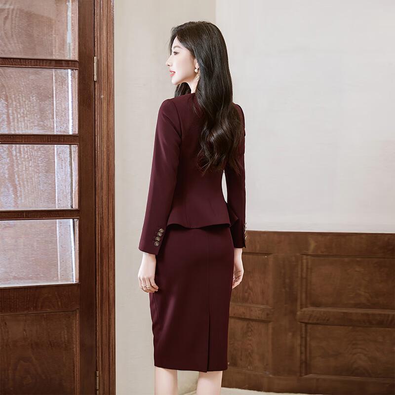 Trolman Ankala Red Women's Professional Round Neck Skirt Suit