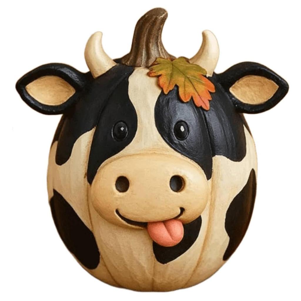 1Pc Funny Farm Animals Statue Farmhouse Pumpkin Figurines Pumpkin Table Ornaments for Autumn Halloween Thanksgiving Home Indoor