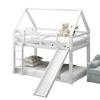 Stable Base Bunk Bed with Ladder Slide Falling Protection House Bed Strong Load Bearing Double Bed Solid Structure Wood Frame Family Loft Bed Bedroom