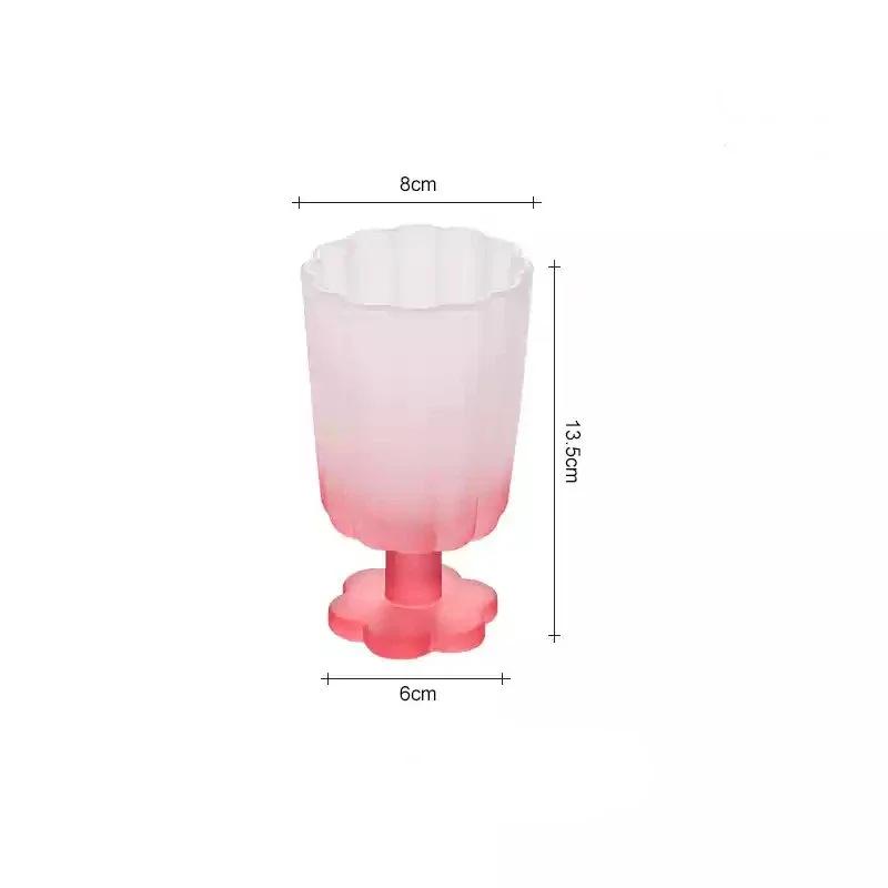 Flower Shaped Glass Cup Colourful Goblet Teacup Ice Cream Dessert Juice Wine Cup Home Bar Cafe Drinkware Gifts Desktop Decor