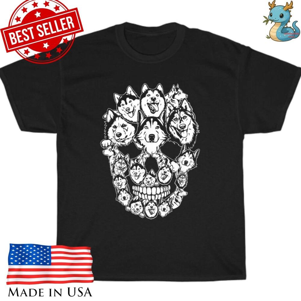 Cute Husky Dogs in Costumes Halloween Shirt Pumpkin Ghost Graphic Tee Unisex T-Shirt S