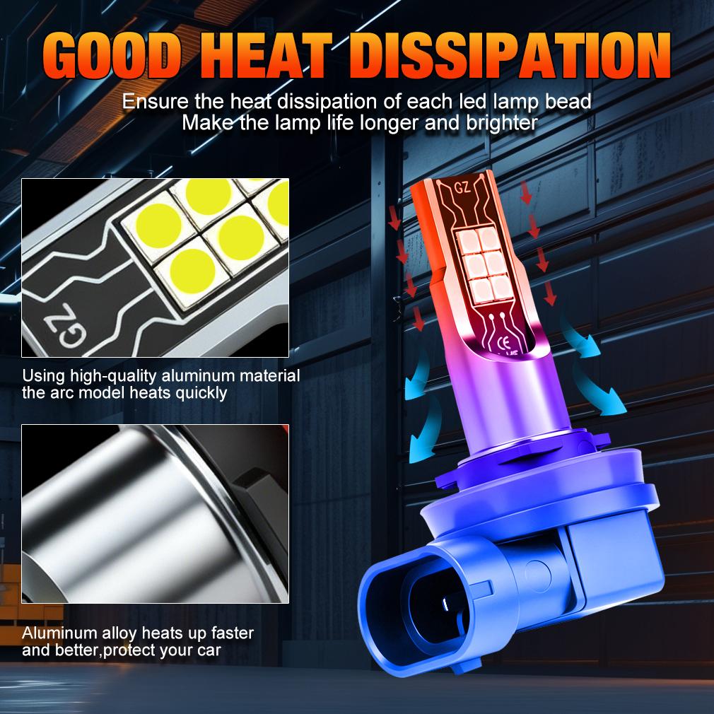 2 יחידות H11 H8 H9 נורות LED ערפל/DRL H7 9005 HB3 9006 HB4 פנסי ערפל LED אור ריצה ליום H4 פנס קדמי לאופנוע לבן 6000K מנורה סופר בהירה