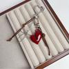Fashion Red Love Y2k Keychain Korean Charm Bag Pendant Handmade Beaded Bownot Keyring Vintage Red Metal Hanging Accessories
