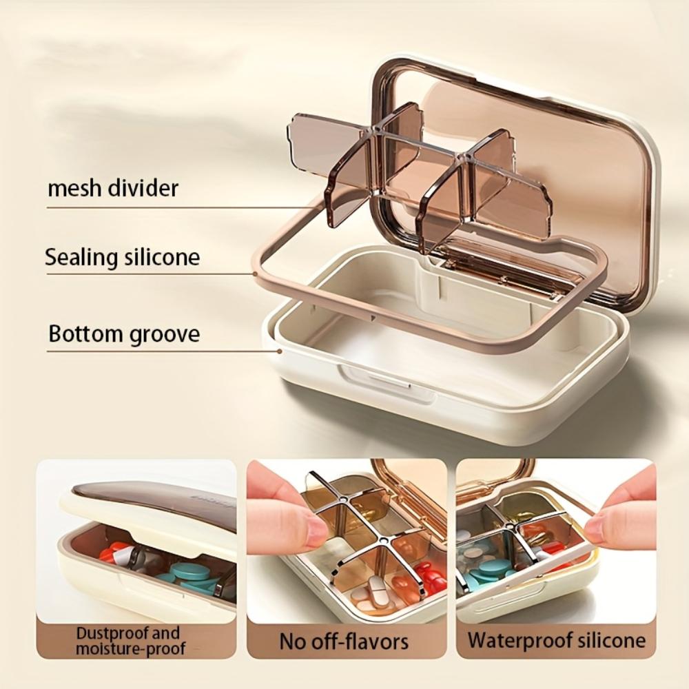 Portable Light-Resistant Daily Medication Organizer with 6 Compartments, Made from Materials Ideal for Outdoor Use or Travel