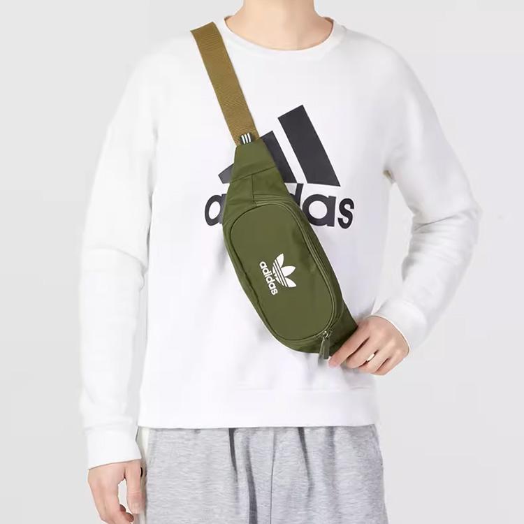adidas Originals Essential Cbody Letter Logo Minimalist Trendy Sports Polyester Chest Bag Waist Bag Shoulder Bag Unisex Bags Green GN5443