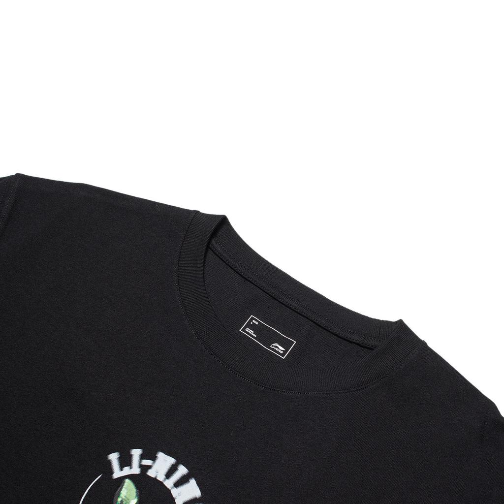 Li Ning Chinese Culture Series Letter Round Neck Pullover Short Sleeve T-Shirt Men Tops Black AHST207-3