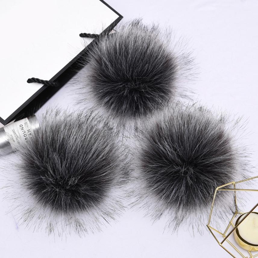 1PC Faux Fur Pompom Hat Ball Hairball DIY Handmade Pom Poms for Handcraft Colorful False Pompon With Rubber Band Hat Accessories