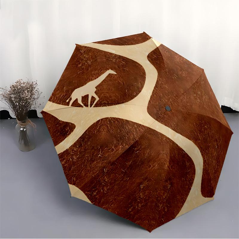 1pc Giraffe Savannah Automatic Open/Close Umbrella Compact Folding Umbrella, All-Season Portable Umbrella for Women/Men F1124167