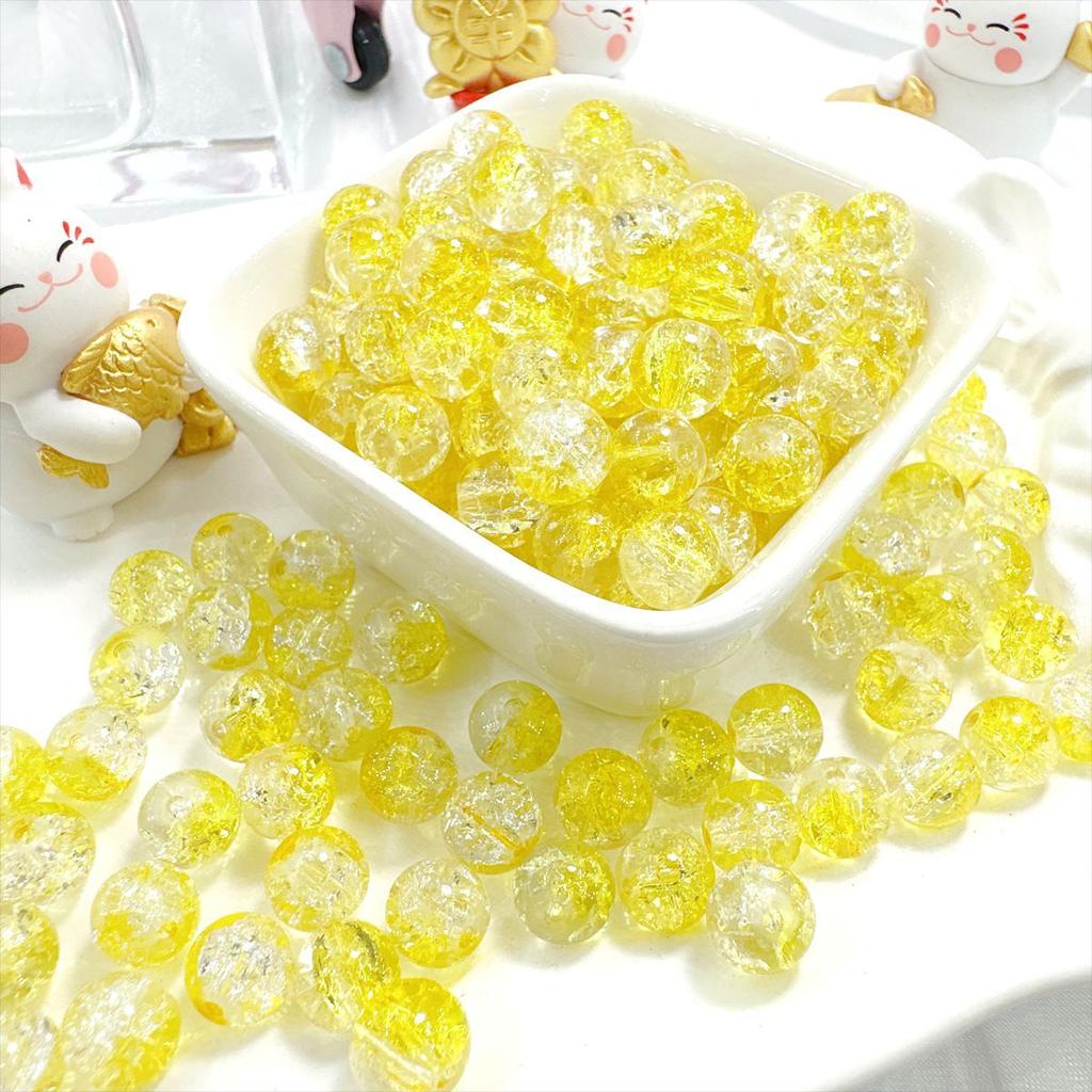 10mm Crackle Glass Round Beads, Loose Spacer Beads DIY Accessories for Bracelet Making 50pcs