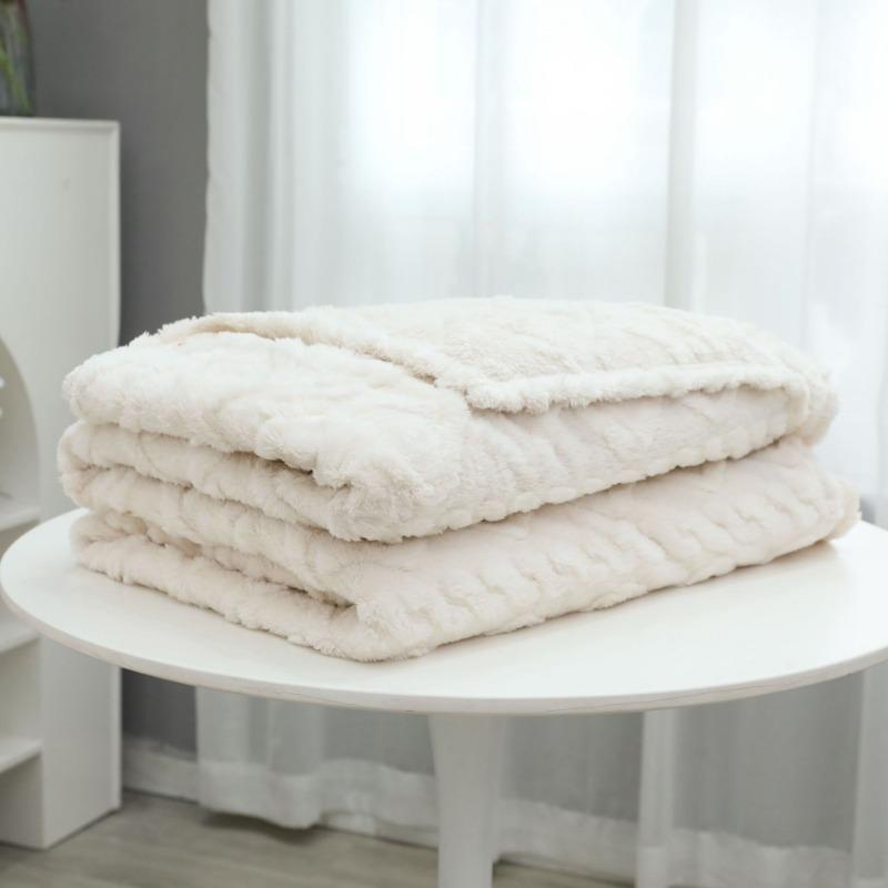 Autumn and Winter New High-gram Single-layer Double-sided Jacquard Tafu Fleece Shu Cotton Fleece Multi-functional Blankets