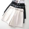 Women's Off-White High-Waisted A-Line Suit Shorts: Spring/Summer 2025 Casual Wide-Leg Slimming Fit