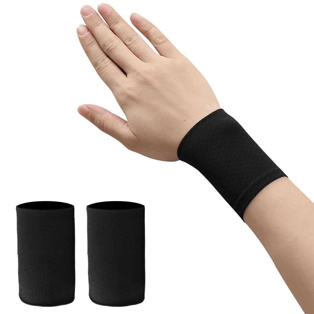 1 Pair Elastic Wristband Wrist Brace Breathable Summer Ice Silk Cooling Sweat-absorbent Sports Cycling Running Wrist Straps