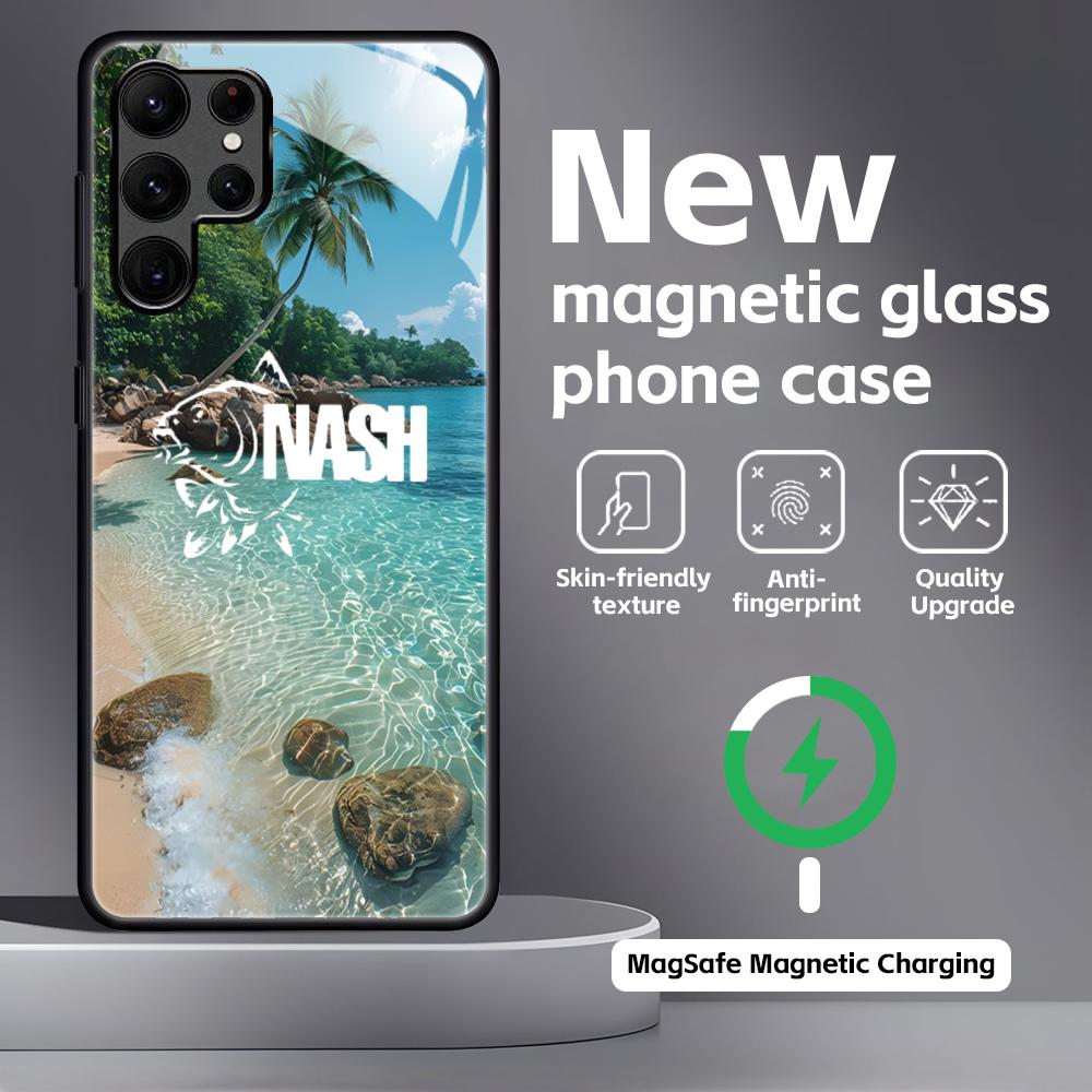 Fashion N-nasH Fishing Brand Phone Case For Samsung S26 S25 S24 S23 S22 S21 Plus Ultra Note20 Glass Magnetic Case