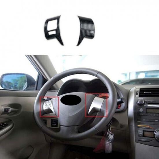 2009-2013 Steering Wheel Button Frame Trim 2PCS For Toyota Corolla Carbon Fiber