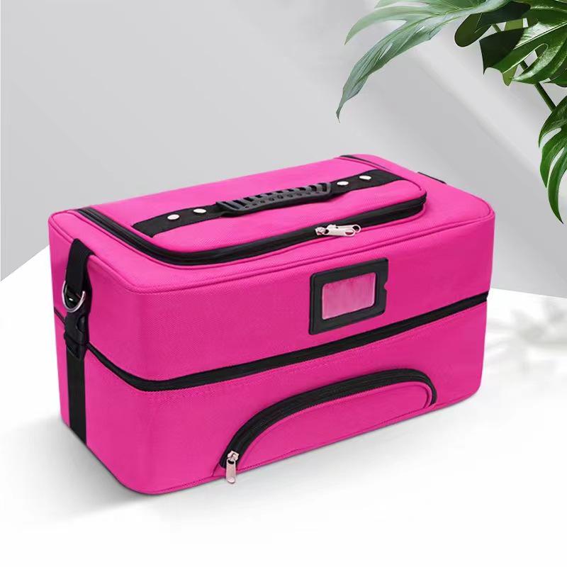 Large Capacity Multifunctional Cosmetic Box with Double-Opening Oxford Cloth for Makeup, Nail Art, and Embroidery Tools