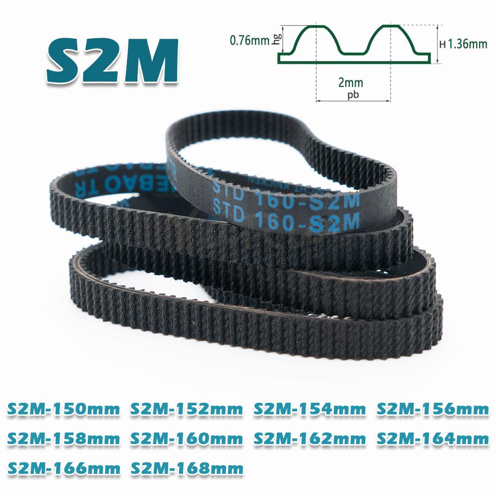 S2M Timing Belt Perimeter 150 152 154 156 158 160 162 164 166 168mm Width 4~20mm Rubber Transmission Closed Loop 2M CNC Drive
