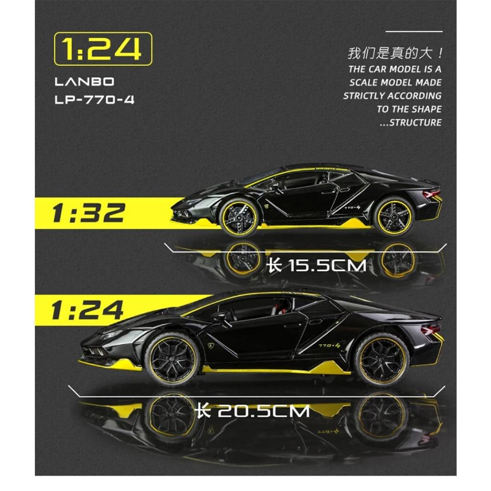 1/24 Diecast Lambor 770 High Simulation Alloy Sports Car Model Sound Super Racing Hot Car Wheel Children Gift Miniature Car