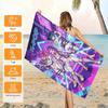 K-POP Cyberpunk Anime Beach Towel,Microfiber Soft Absorbent Quick Dry,Oversized for Beach Pool Travel, Neon Purple Bath Towel