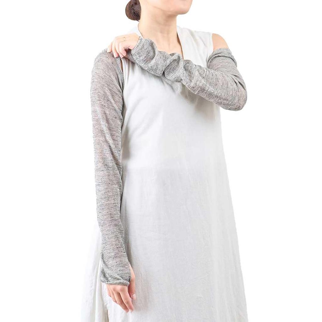 Kurashikinu Linen Silk Arm Loose Fit Summer Knit Long Made with Natural UV Sun Arm Made In Open Air Cold Protection Open-Toe & Covers, Gloves, Silk,