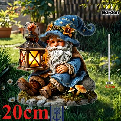 Blue Hat Dwarf, 2D Flat Acrylic, Floor Plug, Garden Sign, Fit Garden, Lawn, Farmhouse, Outdoor Decoration, Gifts, Christmas, Halloween
