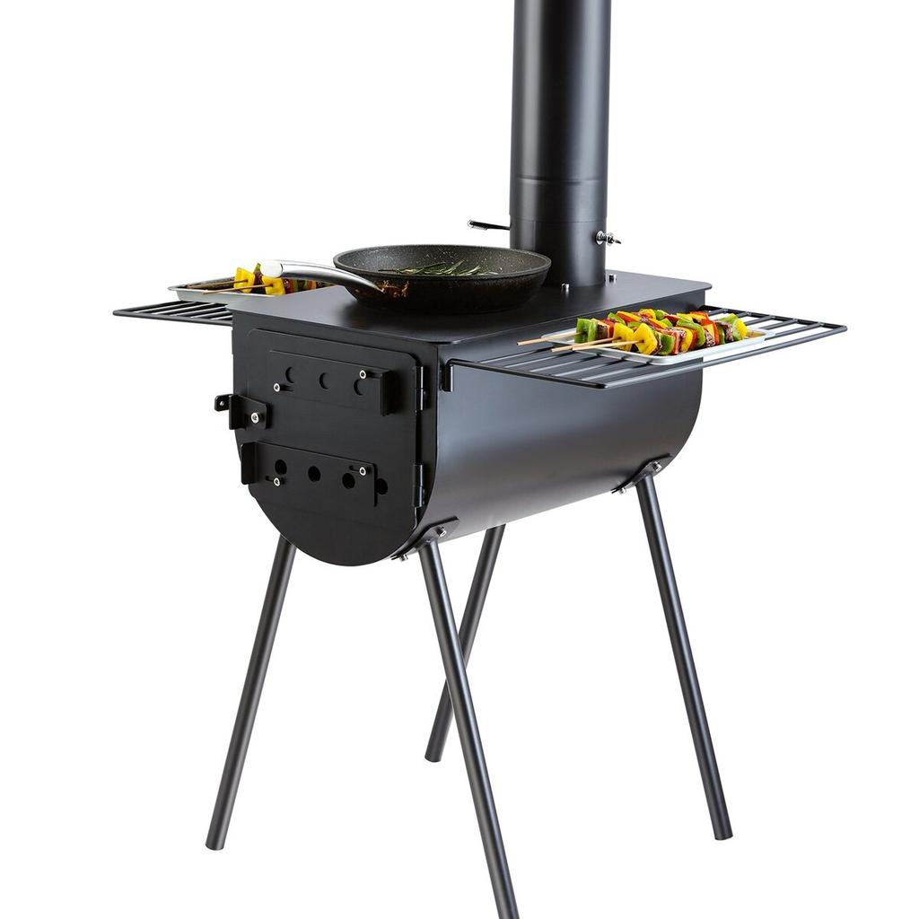 Wood Stove, 118 Inch, Alloy Steel Camping Tent Stove, Portable Wood Burning Stove with Chimney Pipes & Gloves, 3000in³Firebox Hot Tent Stove for