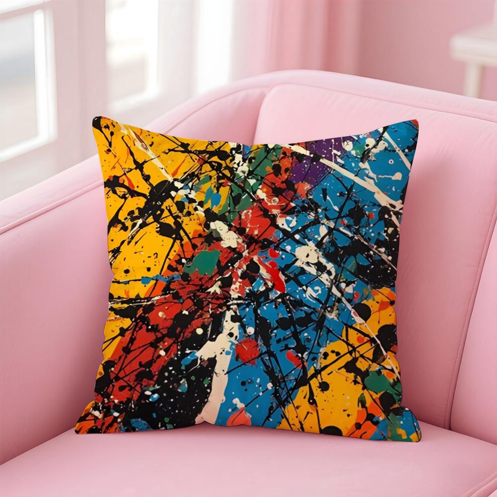 Abstrakte Kunst JJackson PPollock Kissenbezug Kissenhülle Weicher Freundlicher Stoff Verdeckter Reißverschluss