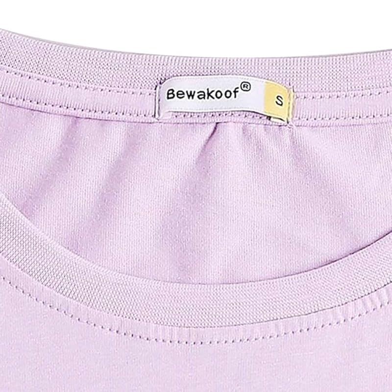 Bewakoof Women s Graphic Printed 100% Cotton T-Shirt - Boyfriend Fit, Round Neck, Half Sleeve M фиолетовый