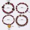 4Pcs Bohemian Acrylic Beads Bracelet Set For Women Men Vintage Heart Charm Elastic Chain Wrap Bangle  Party Jewelry Gift