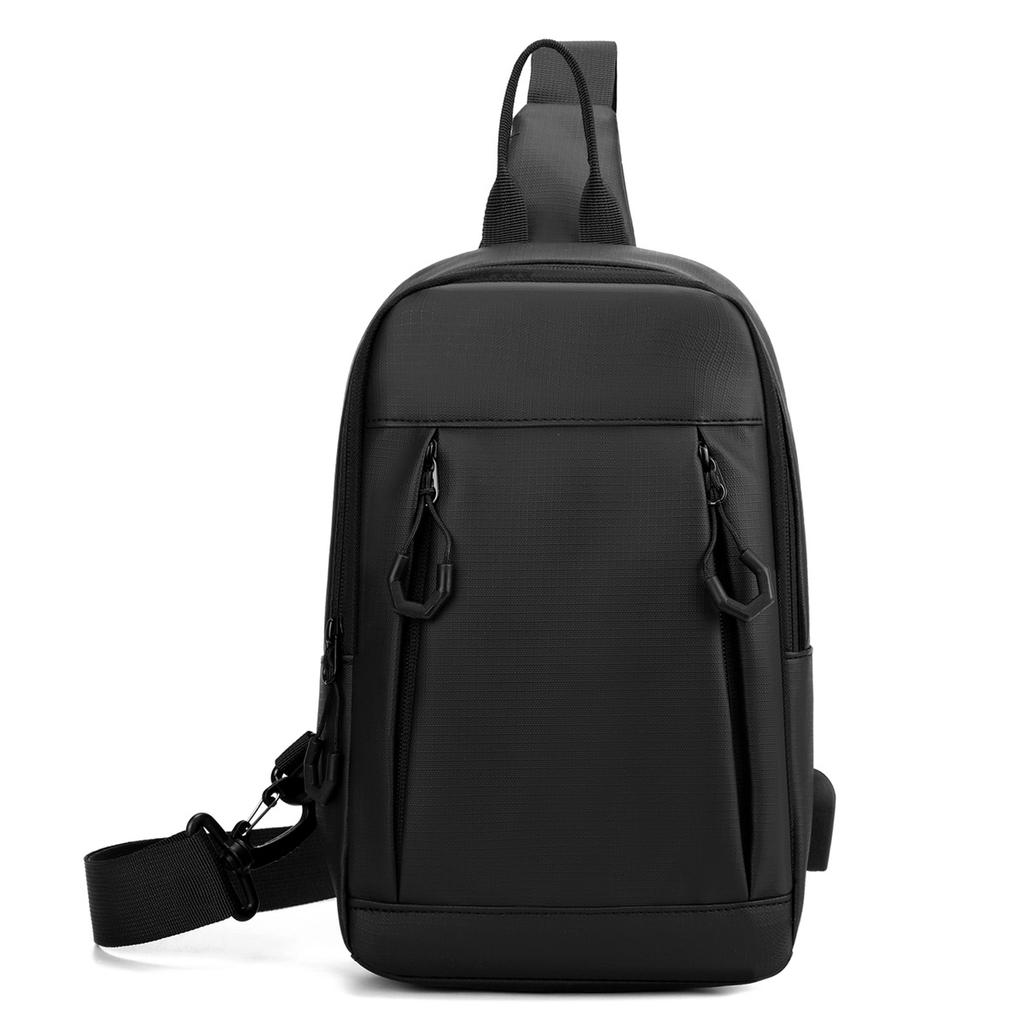 Leather Film Chest Bag Men's Backpack USB Charging Backpack Multifunctional Backpack Trend Shoulder Bag Oblique Span Chest Bag