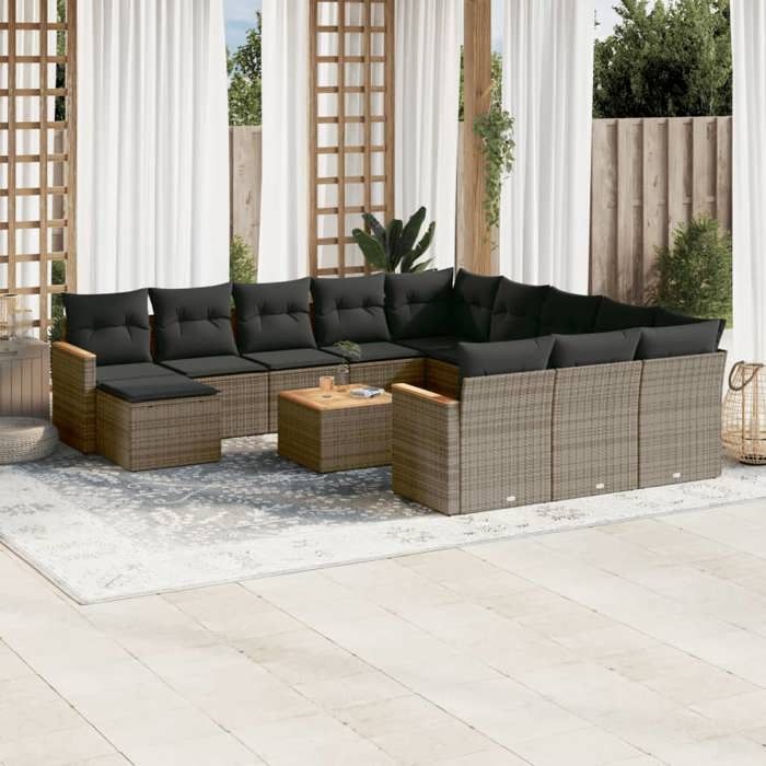 VidaXL Garden Lounge Set with Cushions 14 Pcs, Terrace Sofas, Patio Furniture Set, Outdoor Furniture, Grey 3223926