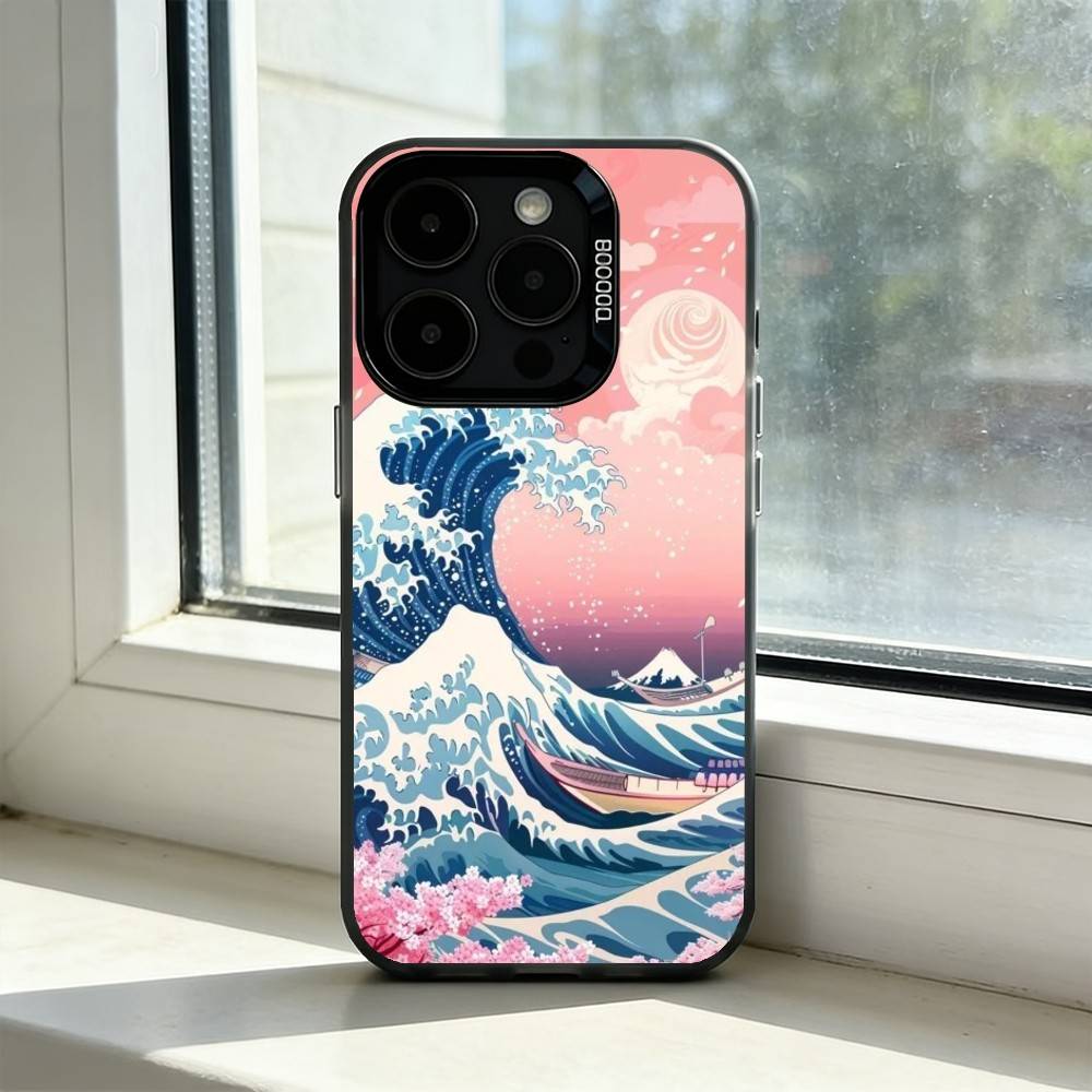 The Great Wave Off K-Kanagawa Phone Case For iPhone 17,16,15,14,13,12,11 Plus,Pro Max,XS,Colorful Silver Black Cover