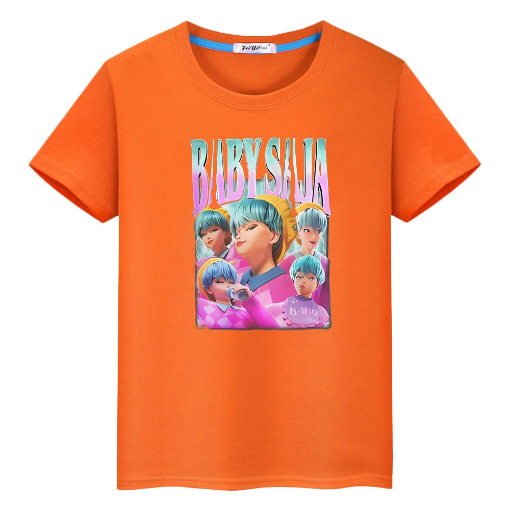 Saja Boys kpop demon hunters Print t shirt for kids boy 10year 100%Cotton  anime Short Kawaii Tees Cute Tops y2k girls clothes