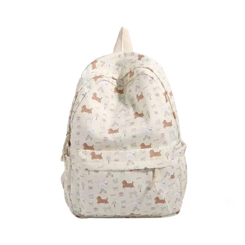 Japanese Ins Floral Dachshund Backpack With Cushion Straps For School And Travel