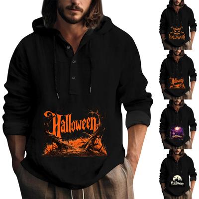 Halloween Bedruckter Kapuzen-Herren-Oversize-Kordelzug-Knopf-Hoodie