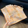 Fashion Black and White Printing Temperament Square Scarf Imitation Silk Korean Version Decorative Scarf Scarf Professional Decorative Shawl Silk Scar