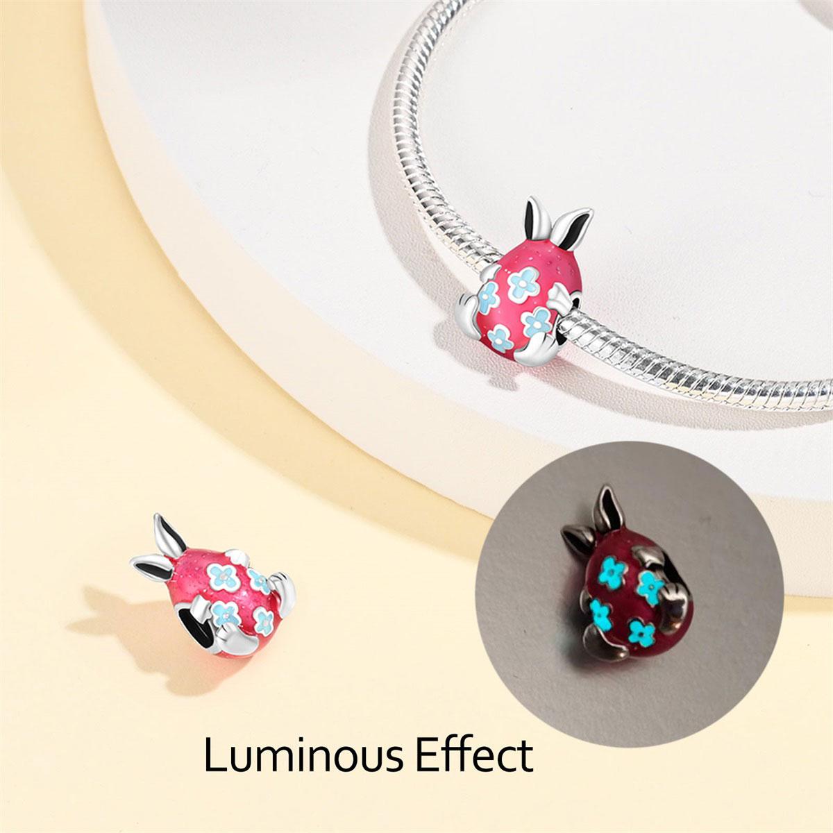 

Charm Bead Component Copper Metal Authentic Original Luminous Easter Egg Flower Rabbit Bead Components Compatible With Bracelet High Quality Fine