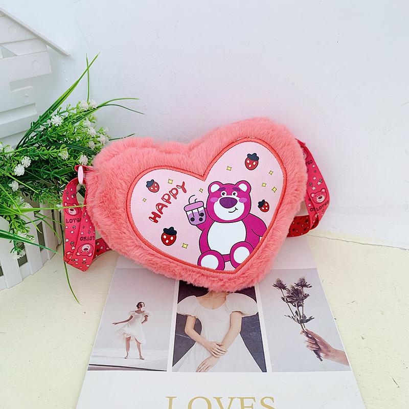 New cartoon plush satchel love sweet and cute change bag, girl heart shoulder messenger bag