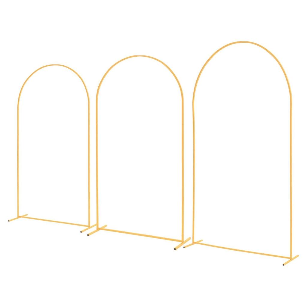 Arch Backdrop Stand, Set of 3, 2.4/2.2/2 m, Stable Structure, Easy Assembly, Gold Metal Arch Backdrop Stand for Wedding, Birthday Party, Graduation,