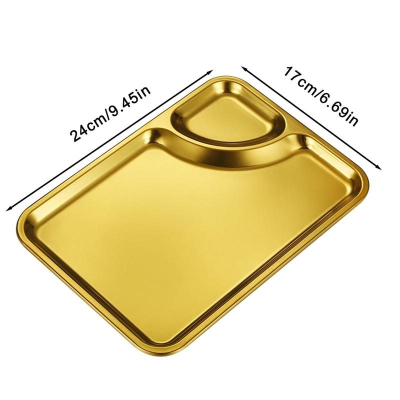 Fruit Dumplings Snack Vinegar Dish Food Tableware Container Korean Gold Dinnerware Rectangle Stainless Steel Sauce Dipping Tray