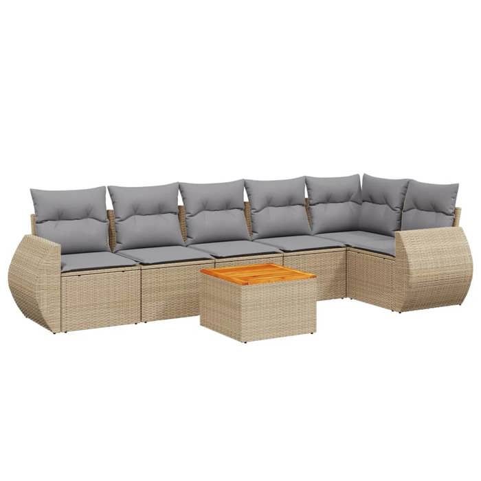 VidaXL Garden Lounge Set with Cushions 7 Pcs, Patio Sofas, Patio Furniture Set, Outdoor Furniture, Beige 3225016