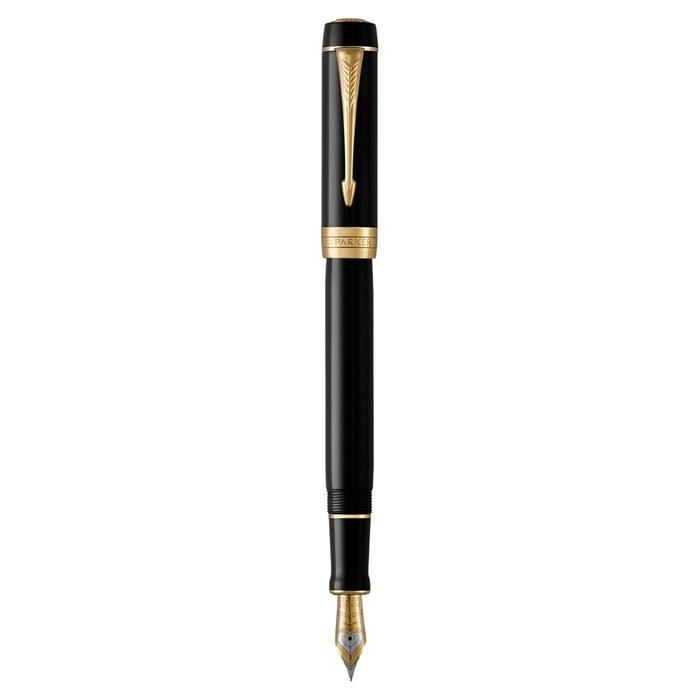 Parker Duofold Classic Black GT Fountain Pen, Medium Nib, 18K Gold, Gift Box, 1931382