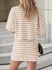 Women's Striped Knit 2 Piece Outfit Short Sleeve Button Cardigan and Mini Skirt