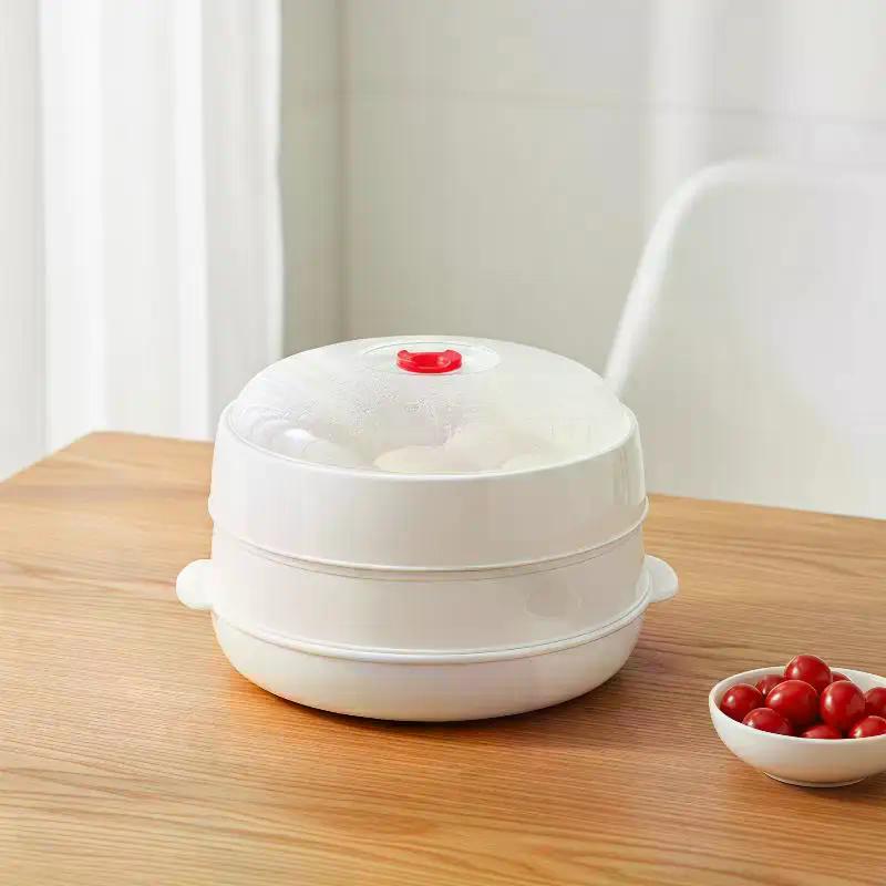 Microwave Food Steamer, Microwave Heat-resistant Plastic Steaming Tray Set