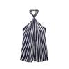 Kaslead New Arrival Women's Clothing Fashion Style Stripes Hanging Collar Tops Casual Pants 2906096 2913097