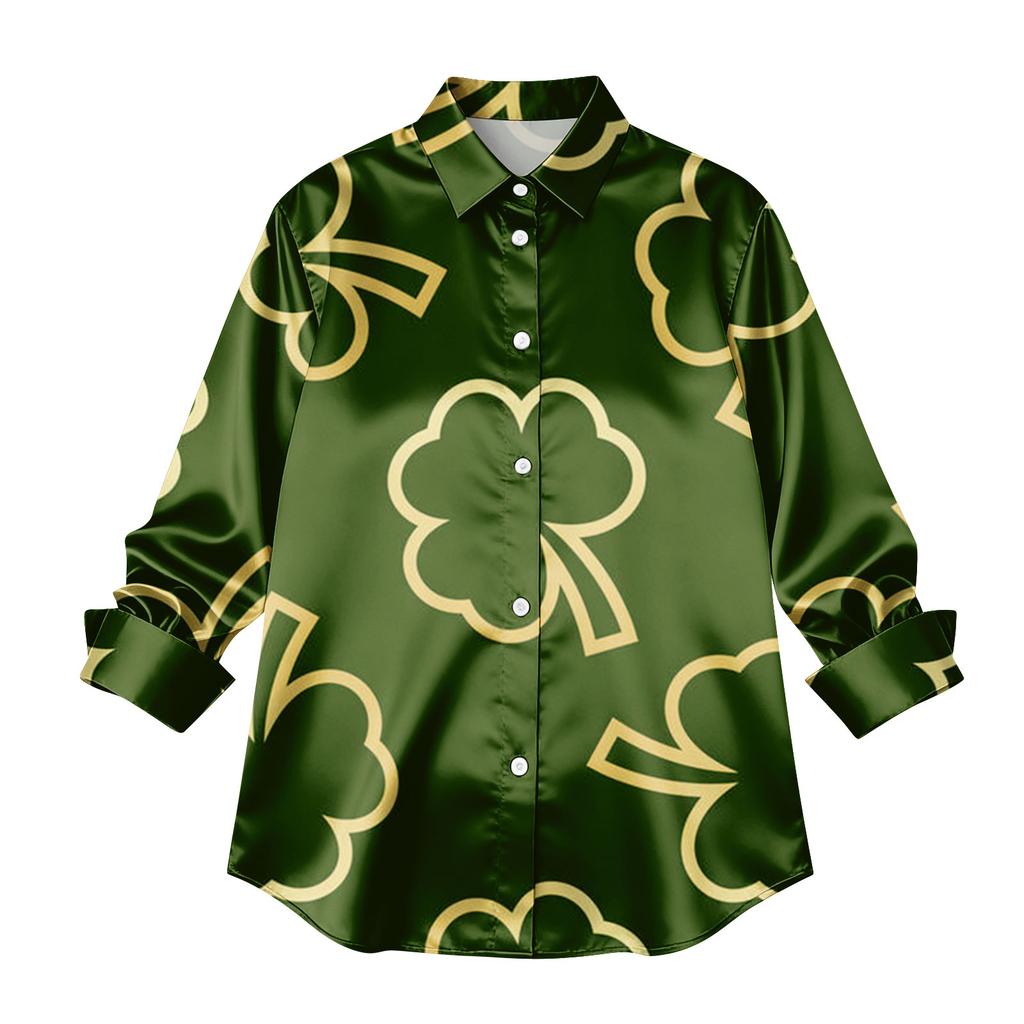 Dámská košile halenka s potiskem tlačítka s dlouhým rukávem ležérní základní košilový límec s běžným topem